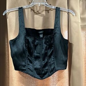 Black Satin Corset Top